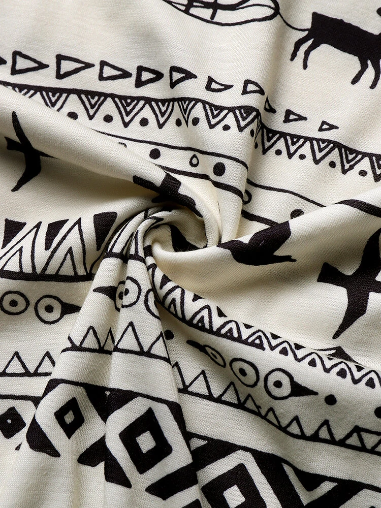 (image for) ChArmkpR Mens T-shirts Allover Ethnic Tribal Print Crew Neck Short Sleeve T Shirts