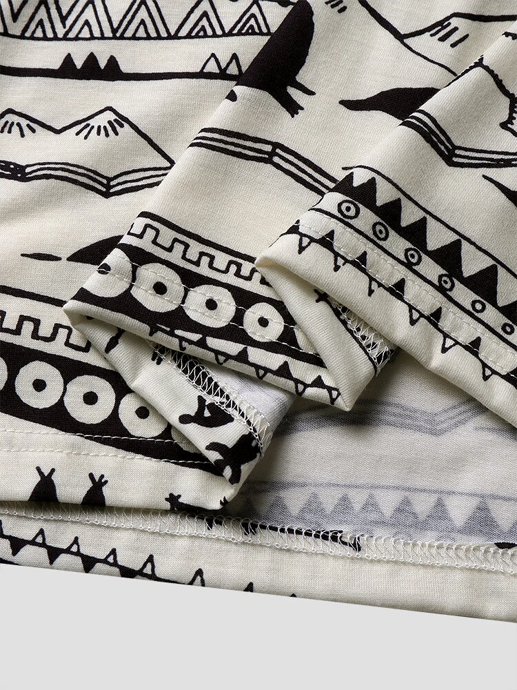 (image for) ChArmkpR Mens T-shirts Allover Ethnic Tribal Print Crew Neck Short Sleeve T Shirts