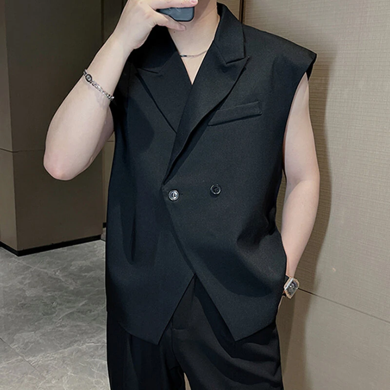 (image for) INCERUN Men Waistcoats Solid Color Sleeveless Vest Coat Fashion Design Button Mens Suits Party Casual Male Clothing Top