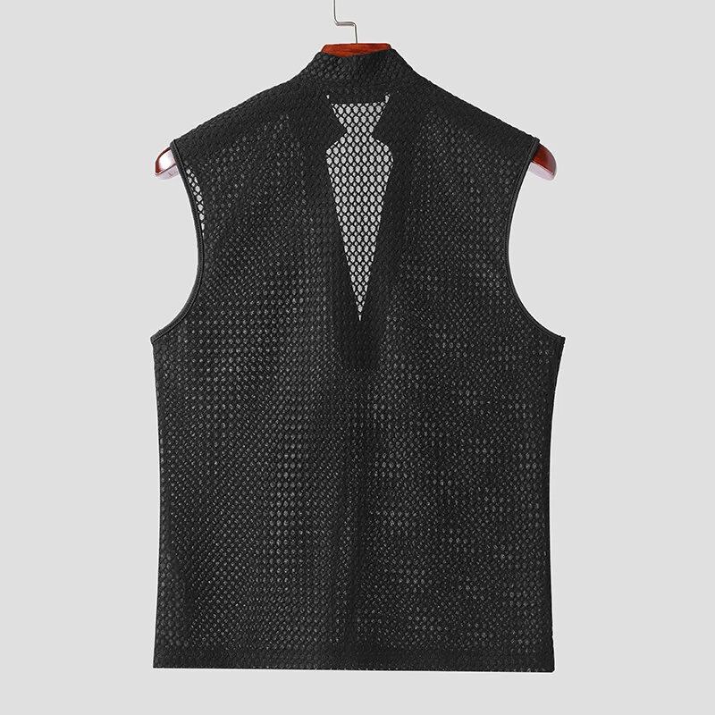 (image for) INCERUN Mens Textured V-Neck Sleeveless Tank Micro Sheer Comfortable Breathable Vest