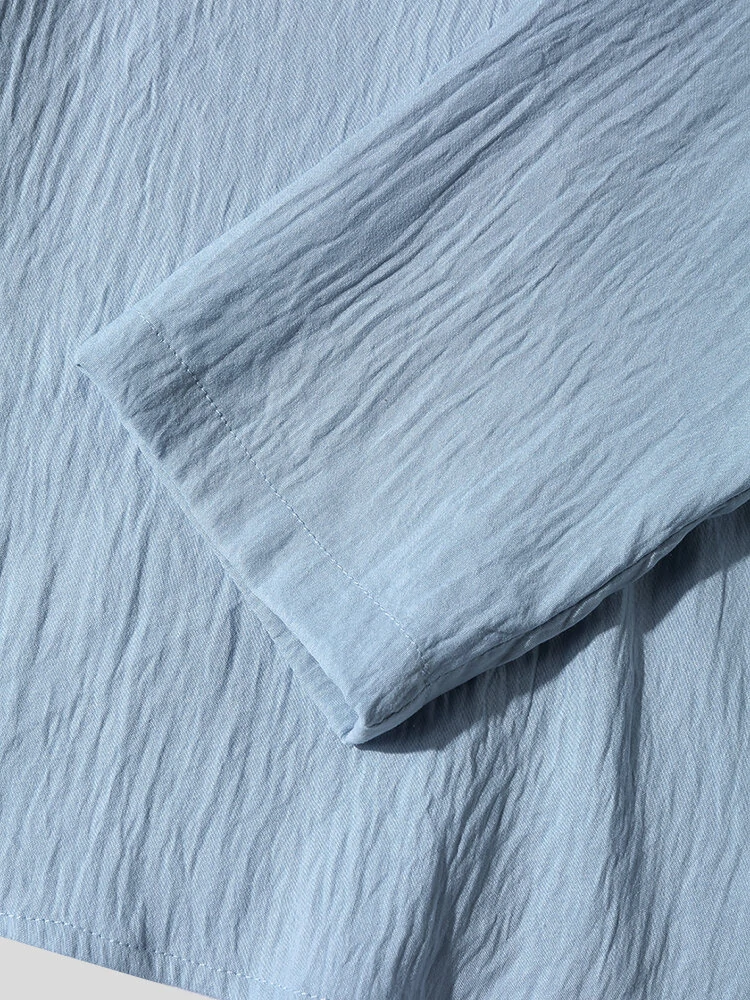 (image for) Mens Solid Button Up Long Sleeve Drawstring Hooded Shirts